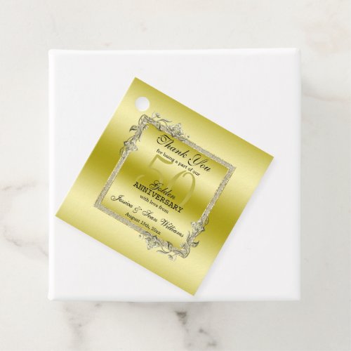 Gold Gem  Glitter 50th Golden Wedding Anniversary Favor Tags