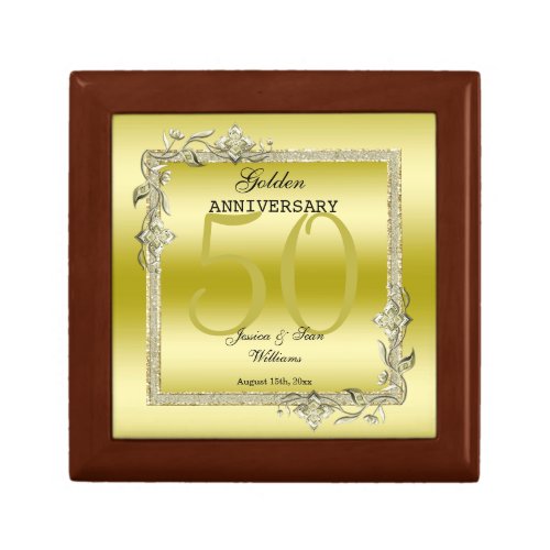 Gold Gem  Glitter 50th Golden Wedding Anniversary Gift Box