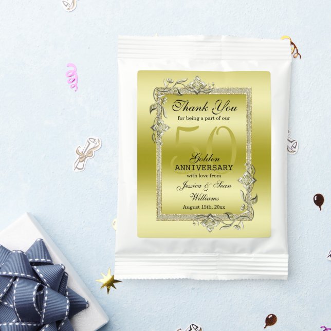 Gold Gem & Glitter 50th Golden Wedding Anniversary Margarita Drink Mix (Packets)