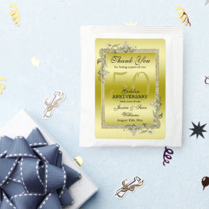 Gold Gem & Glitter 50th Golden Wedding Anniversary Tea Bag Drink Mix
