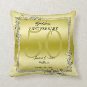 Gold Gem & Glitter 50th Golden Wedding Anniversary Throw Pillow