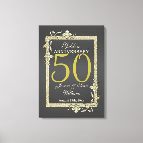 Gold Gem  Glitter 50th Golden Wedding  Canvas Print