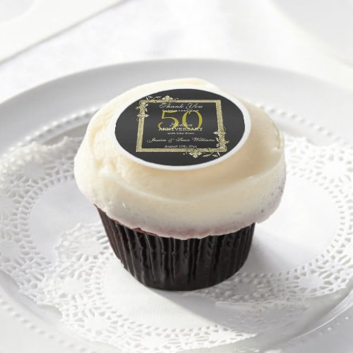 Gold Gem  Glitter 50th Golden Wedding  Edible Frosting Rounds