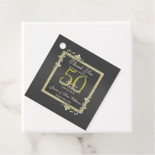 Gold Gem & Glitter 50th Golden Wedding Favor Tags