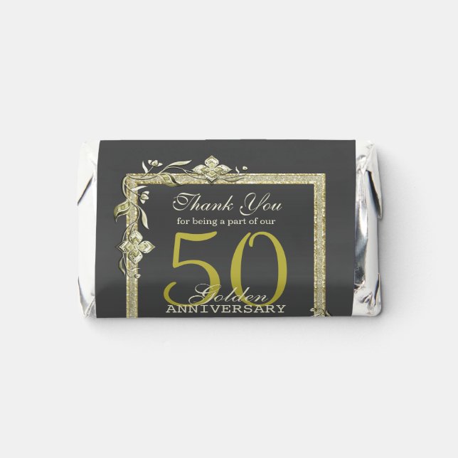 Gold Gem & Glitter 50th Golden Wedding  Hershey's Miniatures (Front)