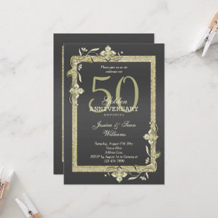 Gold Gem & Glitter 50th Golden Wedding Invitation