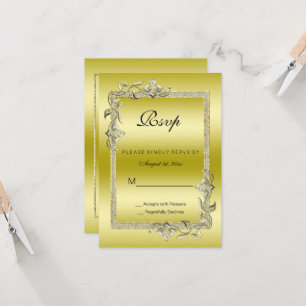 Gold Gem & Glitter 50th Golden Wedding RSVP