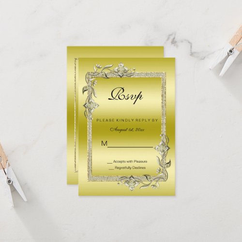 Gold Gem  Glitter 50th Golden Wedding RSVP