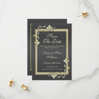 Gold Gem & Glitter 50th Golden Wedding  Save The Date