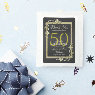 Gold Gem & Glitter 50th Golden Wedding Tea Bag Drink Mix