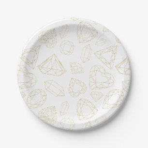 Gold Gem Pattern Glam Birthday Party Plates