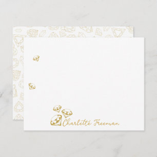 Gold Gem Personalized Script Note Cards
