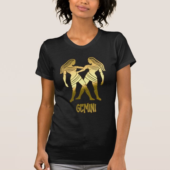 Gold Gemini Astrology Horoscope Zodiac Sign T-Shirt (Front)