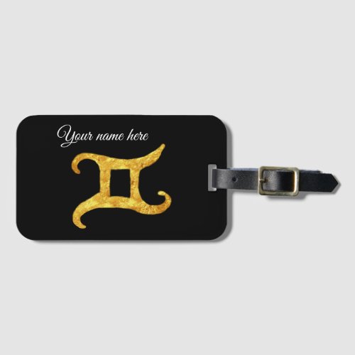 Gold Gemini Astrology Sign Custom Luggage Tag