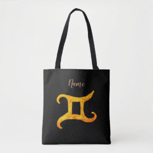 Gold Gemini Astrology Sign Tote Bag