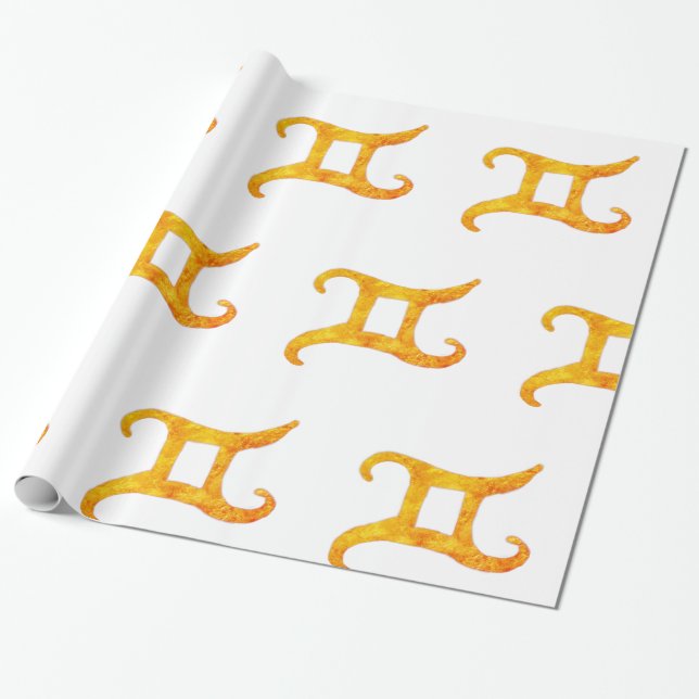 Gold Gemini Astrology Sign Wrapping Paper (Unrolled)