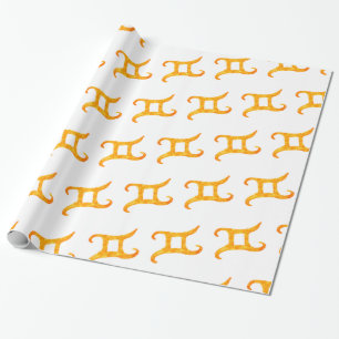 Gold Gemini Astrology Sign Wrapping Paper