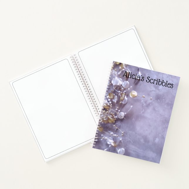Gold Gems on Lavender Personalized Chic Notebook (Inside)