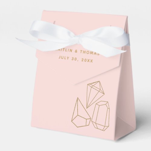 Gold Gemstone Blush Pink Wedding or Shower Favor Boxes
