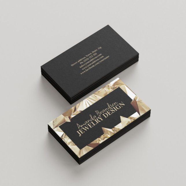 Gold Gemstone Diamond Jeweler Jewelry Design Business Card (Perfect for business)