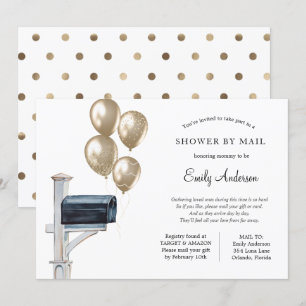 Gold Gender Neutral Baby Shower by Mail Invitation