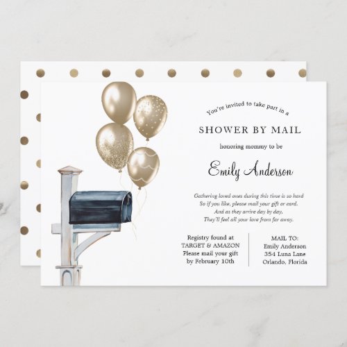 Gold Gender Neutral Baby Shower by Mail Invitation