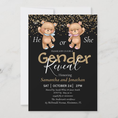 GOLD Gender Reveal Party Invitation