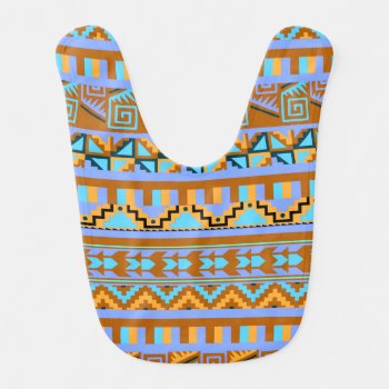 Gold Geometric Abstract Aztec Tribal Print Pattern Baby Bib by SharonaCreations at Zazzle