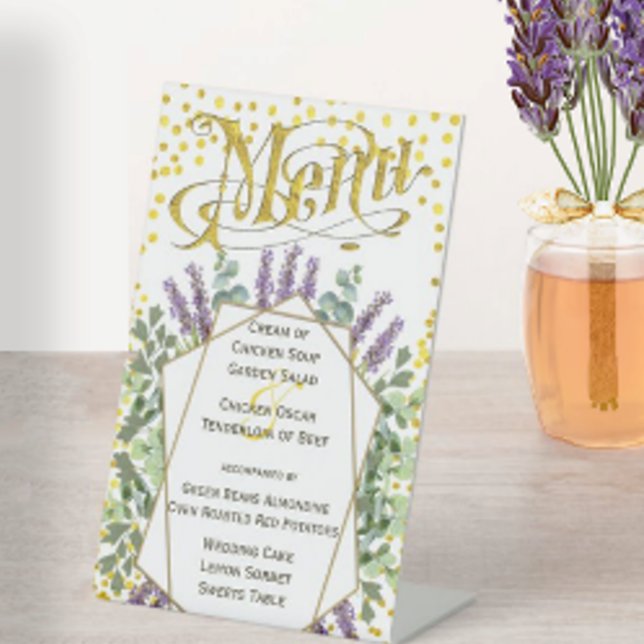 Gold Geometric Abstract Frame RetroTypography Menu Pedestal Sign (Creator Uploaded)