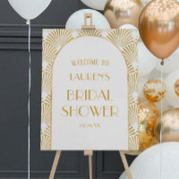 Gold Geometric Art Deco Bridal Shower Welcome Sign