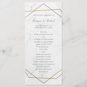 Gold Geometric Art Deco Marble Wedding Program