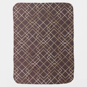 Gold Geometric, Art Deco Marsala. Baby Blanket