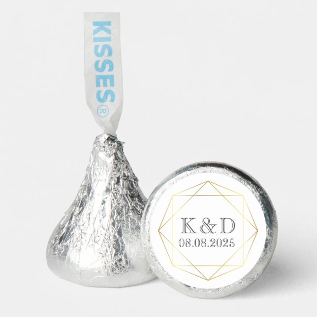 Gold Geometric Art Deco Personalized Monogram Hershey®'s Kisses® (Front)