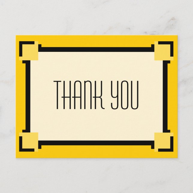 Gold Geometric Art Deco Thank You Postcard (Front)