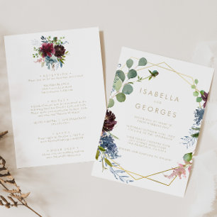 Gold Geometric Back & Front Formal Wedding   Invitation