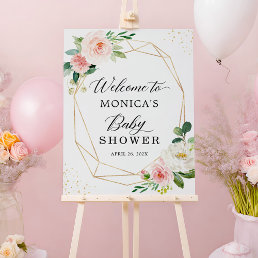 Gold Geometric Blush Pink Floral Baby Shower Foam Board