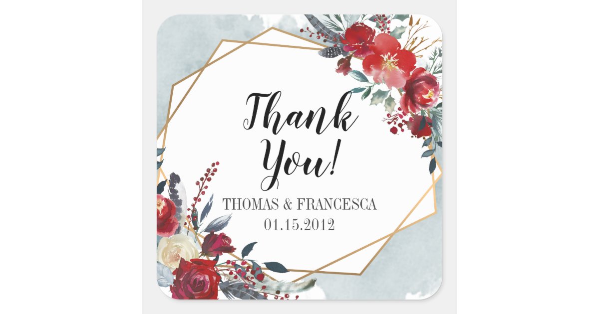 Gold Geometric Boho Floral Wedding Stickers Zazzle Com