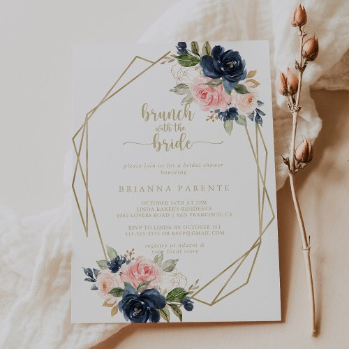 Gold Geometric Brunch with the Bride Shower   Invitation
