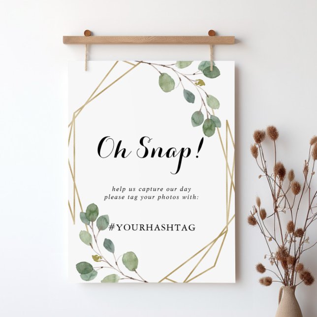 Gold Geometric Calligraphy Wedding Oh Snap Sign (Creator Uploaded)