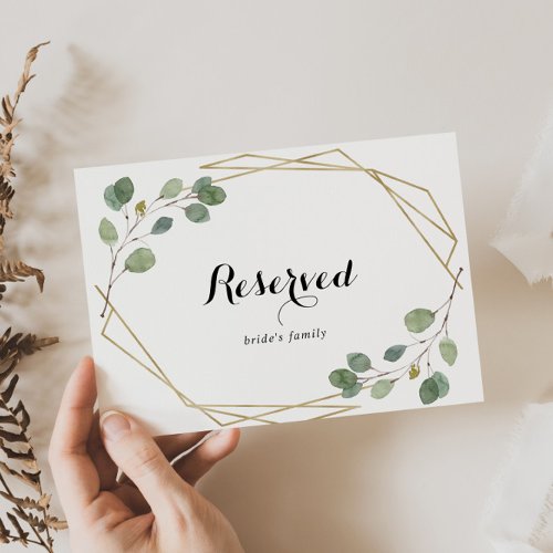 Gold Geometric Calligraphy Wedding Reserved Sign