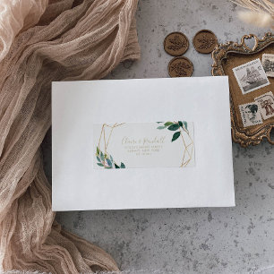 Gold Geometric Chic Eucalyptus RSVP Address Label