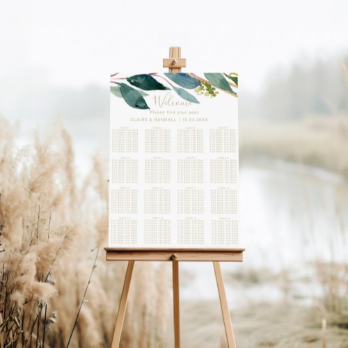 Gold Geometric Chic Foliage Wedding Seating Chart