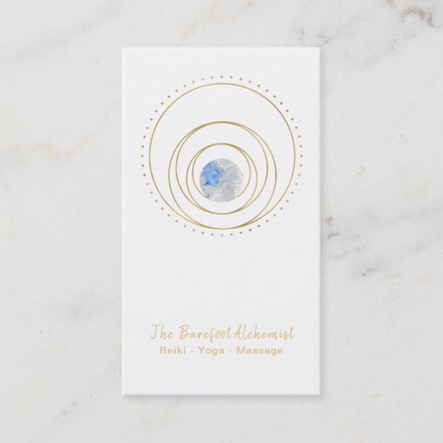 *~*  Gold Geometric Cosmic Sacred Geometry Boho Business Card (Front)