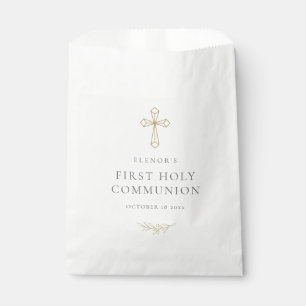 Gold Geometric Cross First Holy Communion Favor Bag