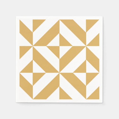 Gold Geometric Deco Pattern Napkins