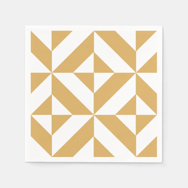 Gold Geometric Deco Pattern Napkins (Front)