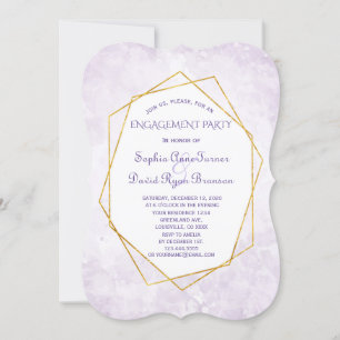 Gold Geometric Diamond Lavender Engagement Party Invitation