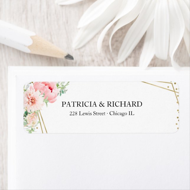 Gold Geometric Elegant Blush Floral Label (Insitu)