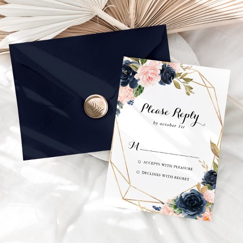 Gold Geometric Elegant Winter Floral RSVP