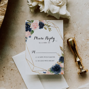 Gold Geometric Elegant Winter Floral RSVP
